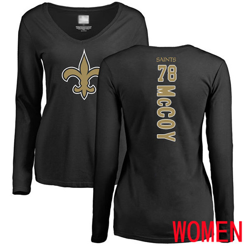 New Orleans Saints Black Women Erik McCoy Backer Slim Fit NFL Football #78 Long Sleeve T Shirt->nfl t-shirts->Sports Accessory